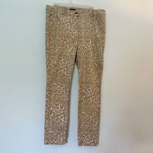 J. McLaughlin Lexi Leopard Print Jeans Skinny Tapered Tan Safari Woman's Size 12